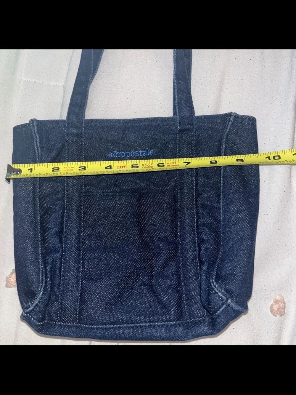 Y2K Aéropostale Blue Jean Denim Mini Tote Bag Snap Close Zipper Girl Pocket Cute